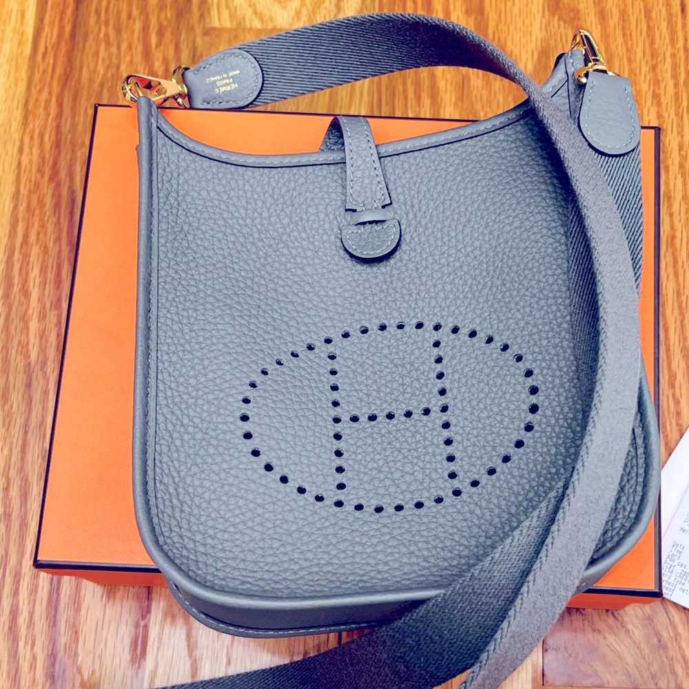 Hermes evelyne tpm clemence leather gris Meyer gold hardware